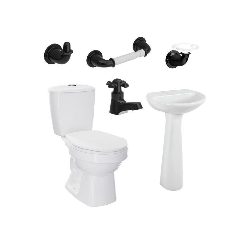 CORONA - Combo Laguna Blanco con pedestal Grifería Balta y Accesorios Valencia