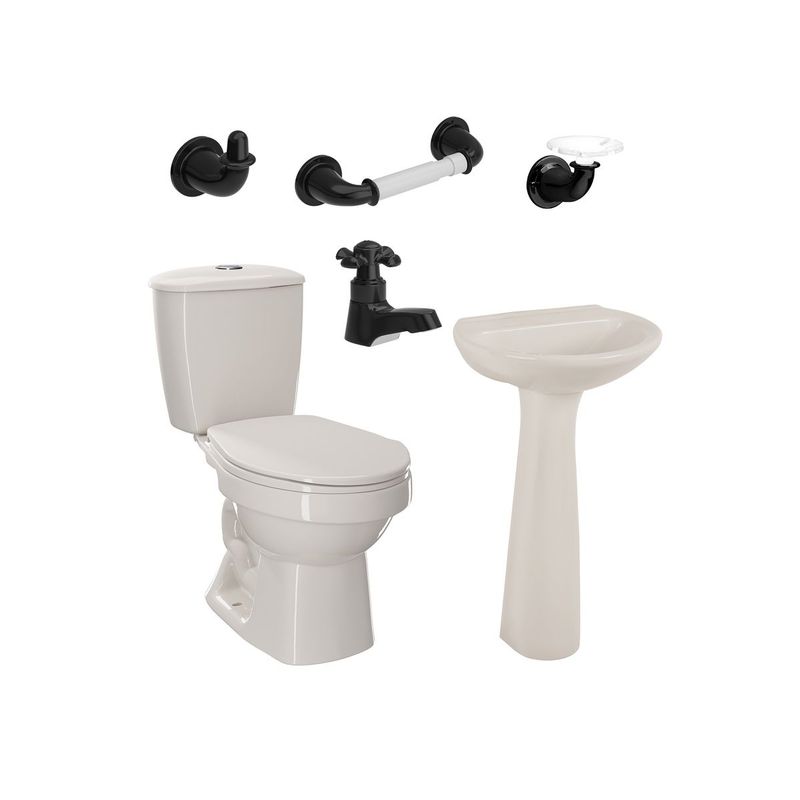 CORONA - Combo Laguna Bone con pedestal Grifería Balta y Accesorios Valencia
