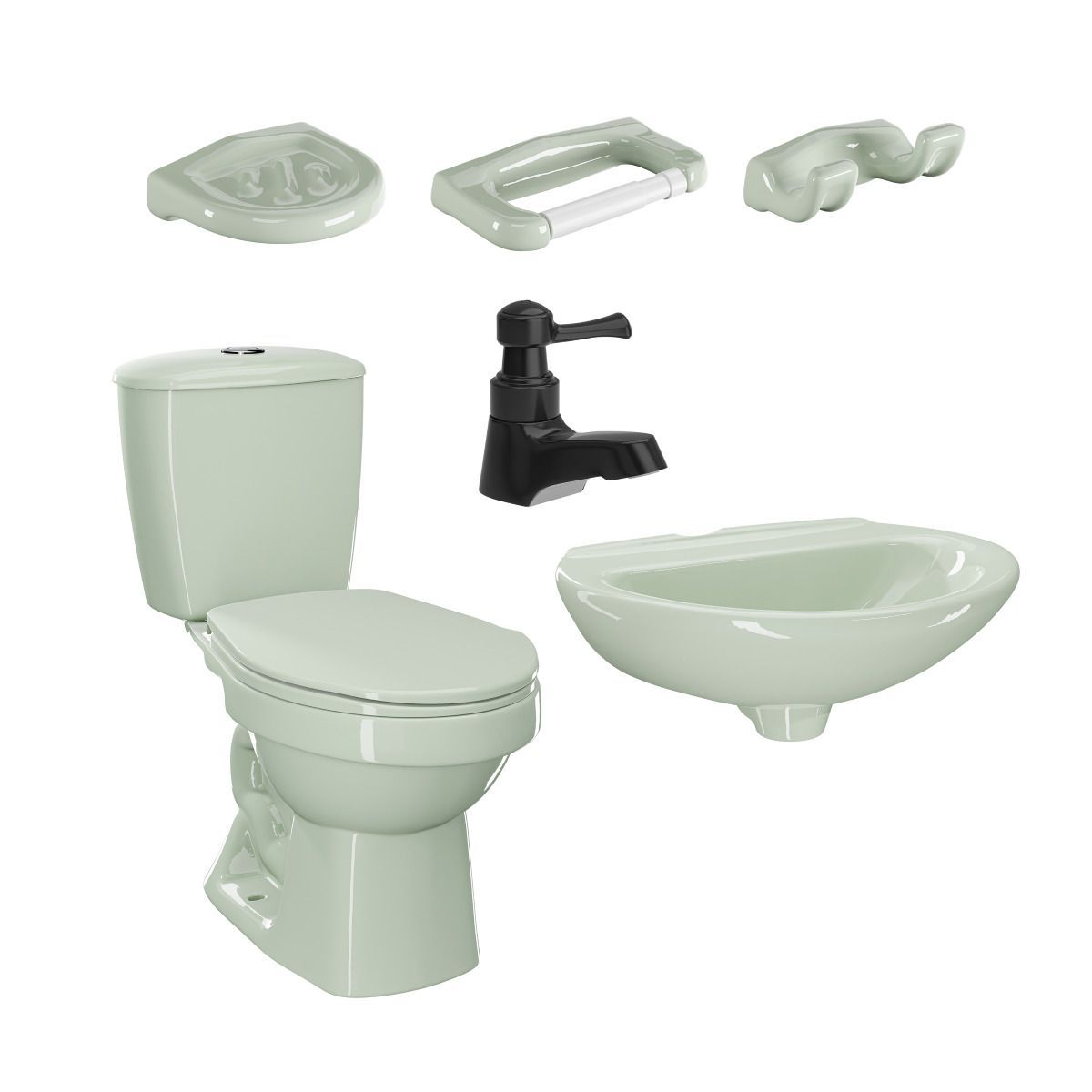 CORONA - Combo Laguna Verde sin pedestal Grifería Balta y Accesorios Astro