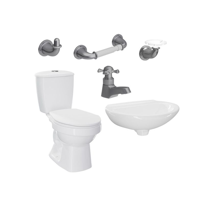 CORONA - Combo Laguna Blanco sin pedestal Grifería Balta y Accesorios Valencia