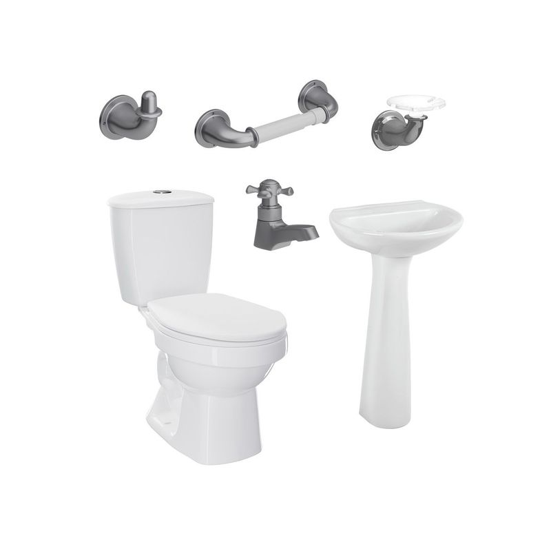 CORONA - Combo Laguna Blanco con pedestal Grifería Balta y Accesorios Valencia