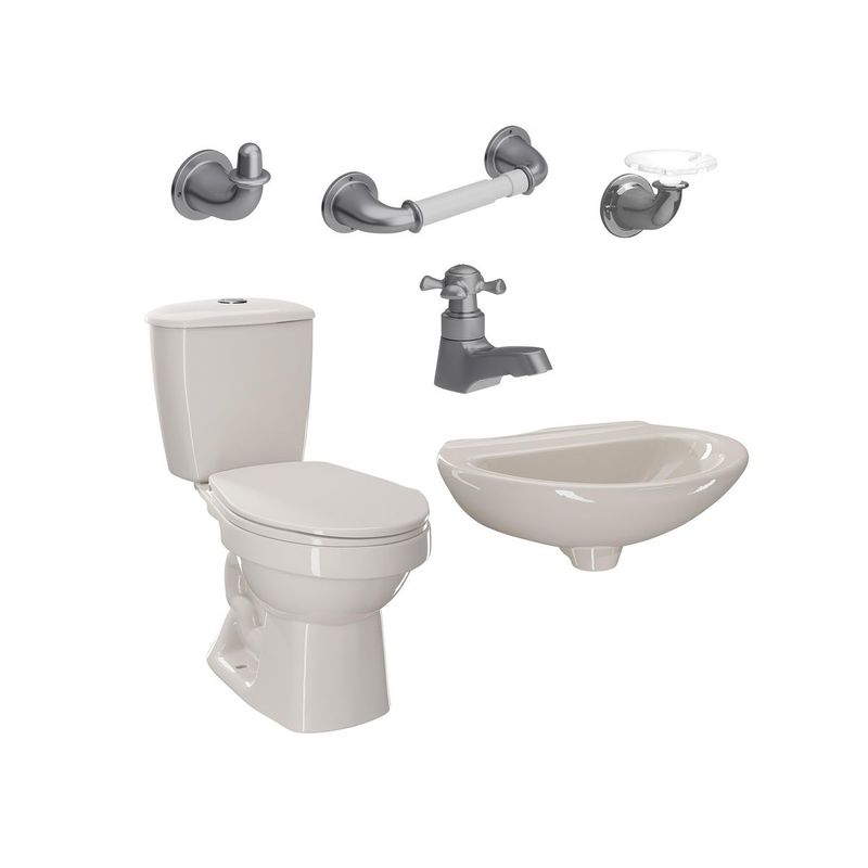 CORONA - Combo Laguna Bone sin pedestal Grifería Balta y Accesorios Valencia
