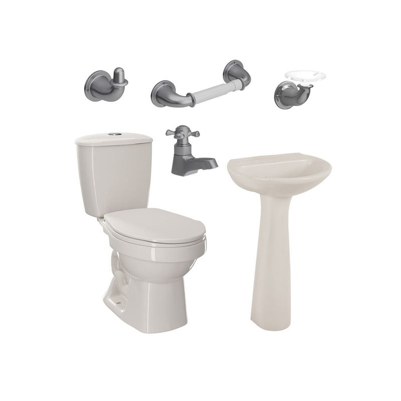 CORONA - Combo Laguna Bone con pedestal Grifería Balta y Accesorios Valencia