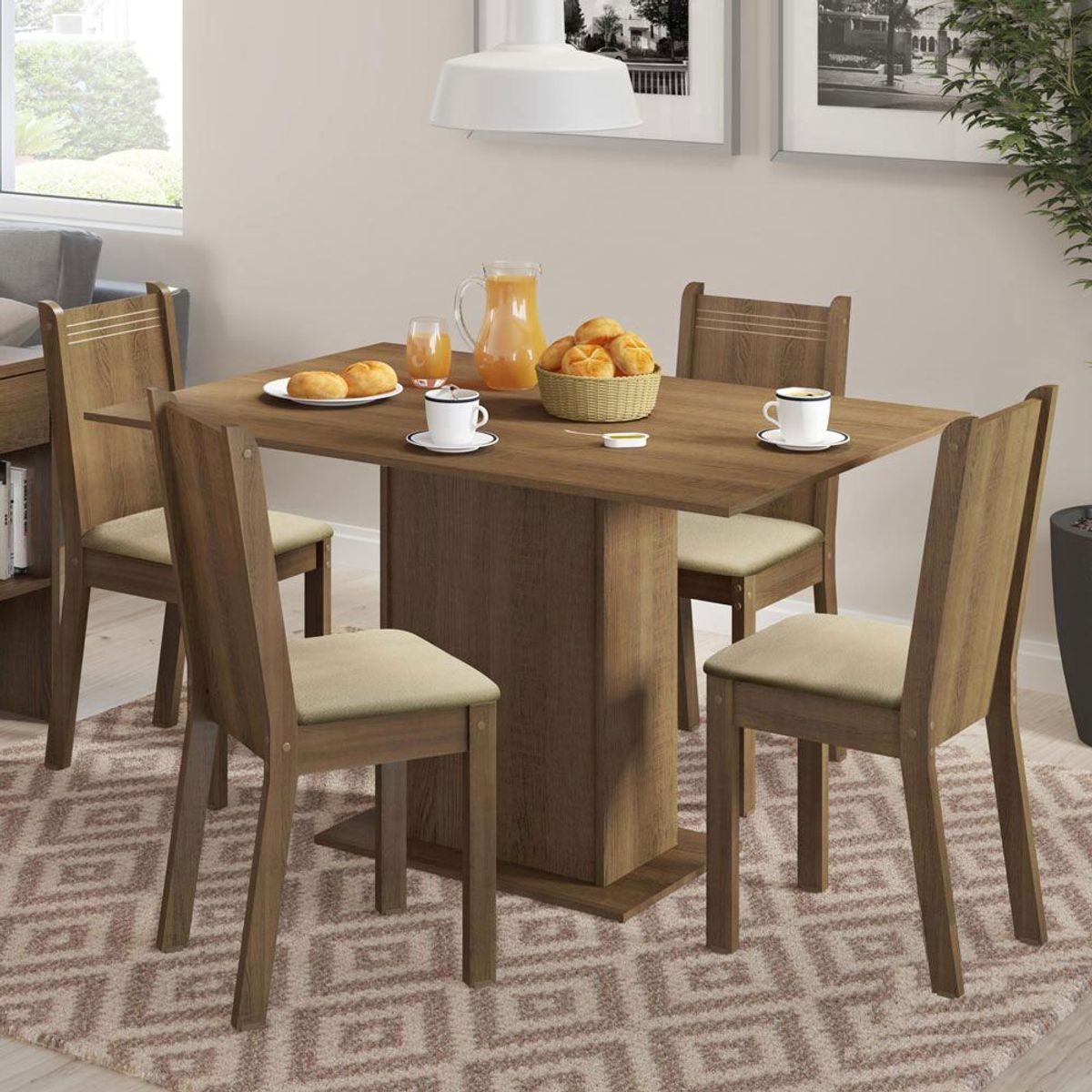 MADESA - Juego de Comedor Lexy con 4 Sillas