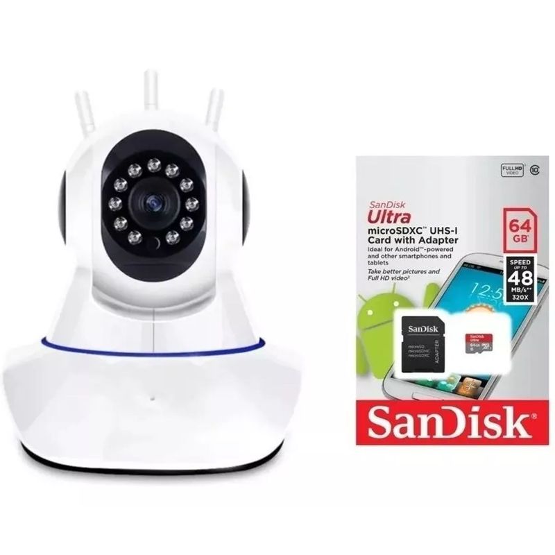 ONE PIXEL - Camara Ip Wifi Vision Nocturna 2mpx 3 Antenas + Micro SD 64g