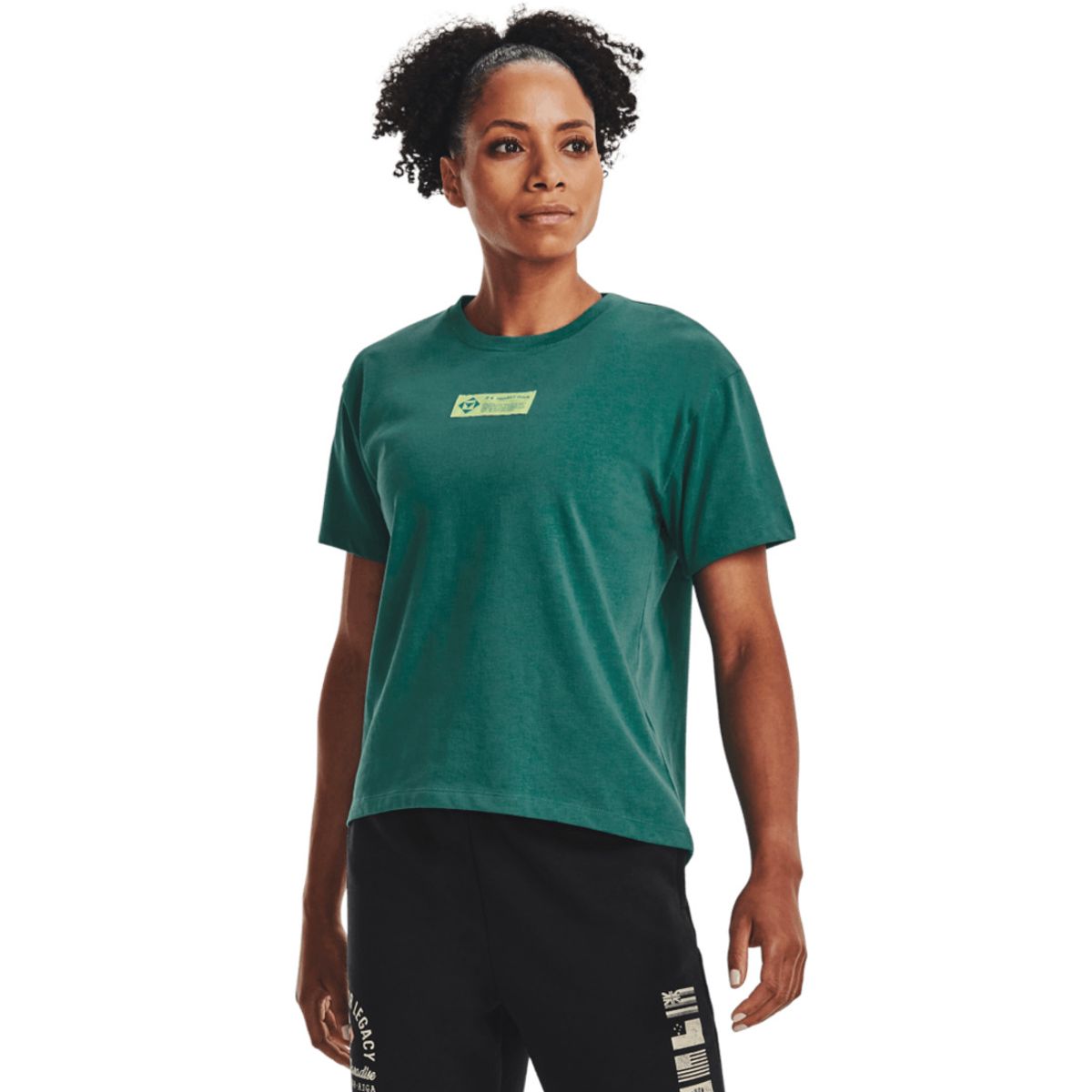 UNDER ARMOUR - Camiseta Mujer UA Pjt Rock Globe Ss Verde UNDER ARMOUR