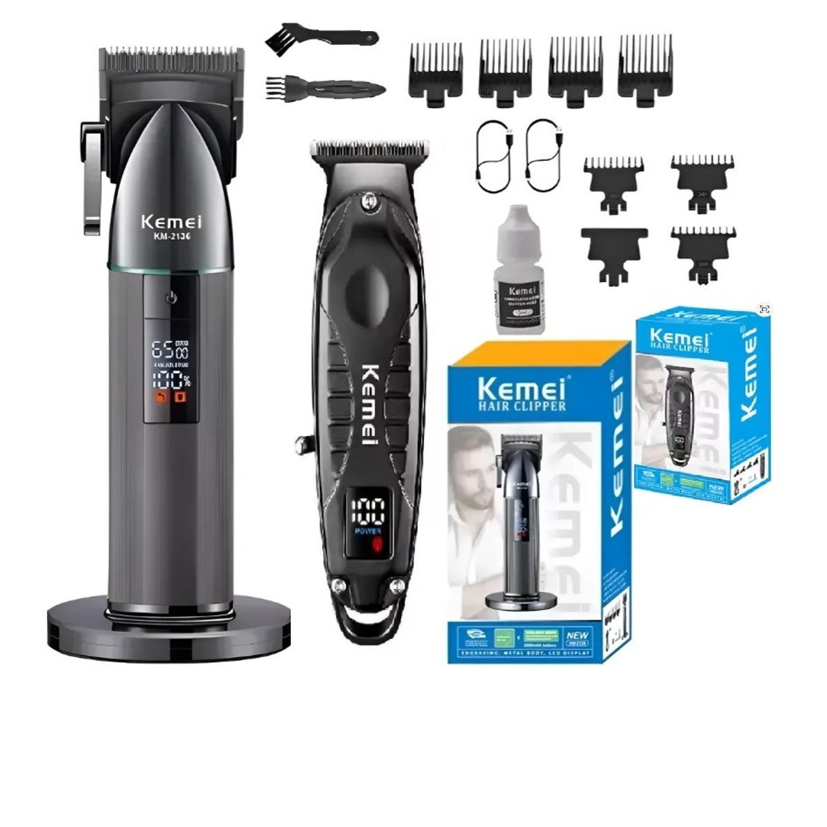 KEMEI - Combo Barbero Profesional Peluquera + Patillera Kemei Original