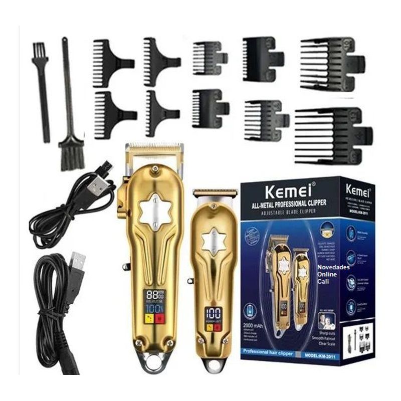 KEMEI - Combo Barbero Profesional Peluquera + Patillera Kemei Original