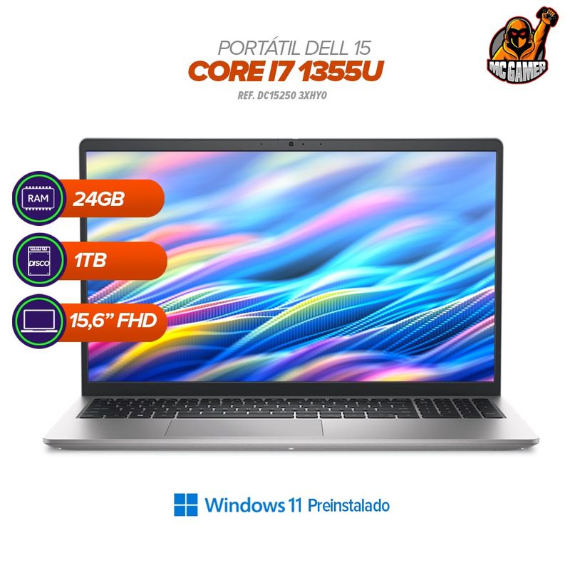DELL - Portátil Dell Inspiron 15 DC15250 / Intel Core i7-1355U / 24GB RAM / 1TB SSD / 15.6” FHD