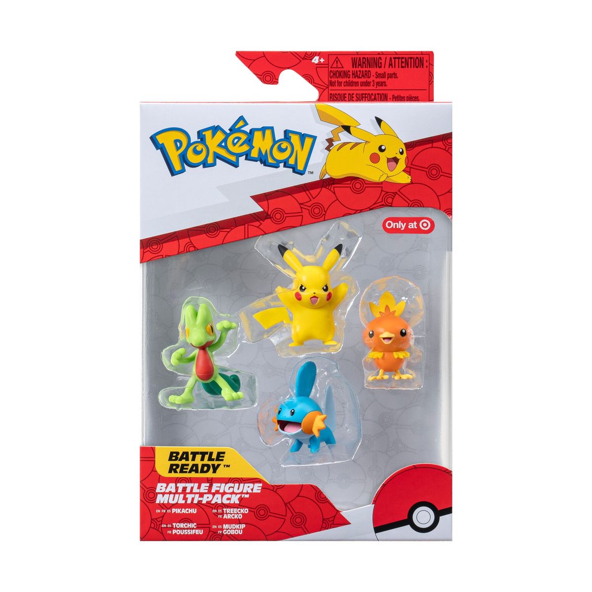 POKEMON - Figuras Pokemon Set X4 5 Cm Pikachu Torchic Treecko y Mudkip.-