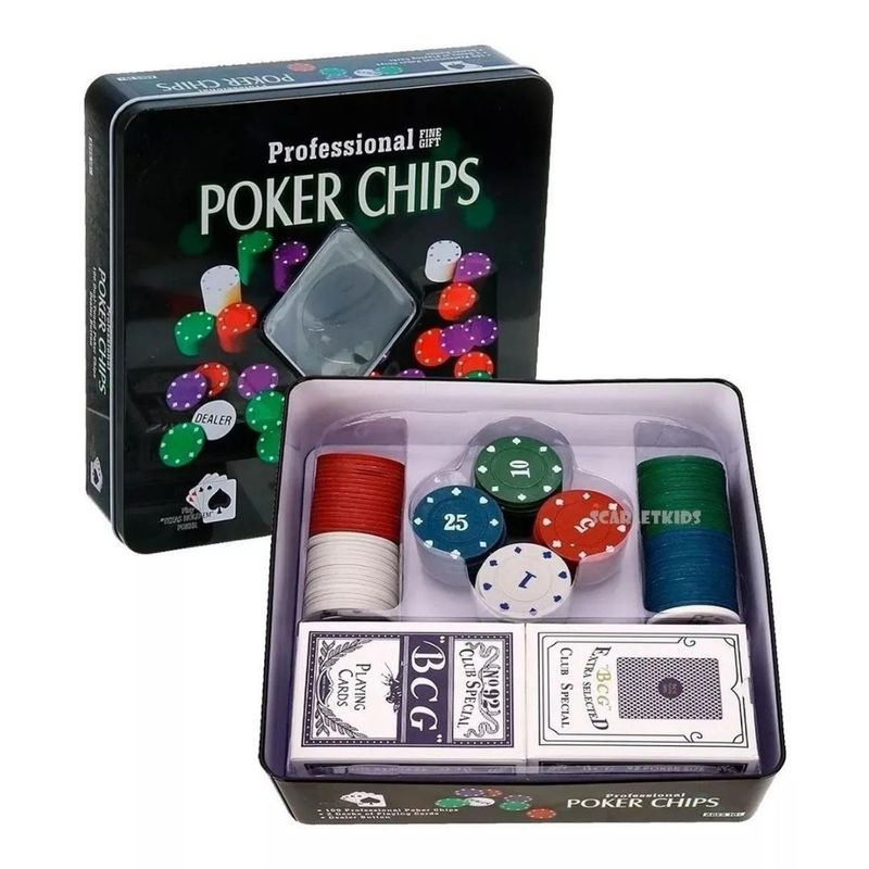 MAZUGI - Poker Fichas X100 + 2 Mazos + Tapete Estuche De Lujo