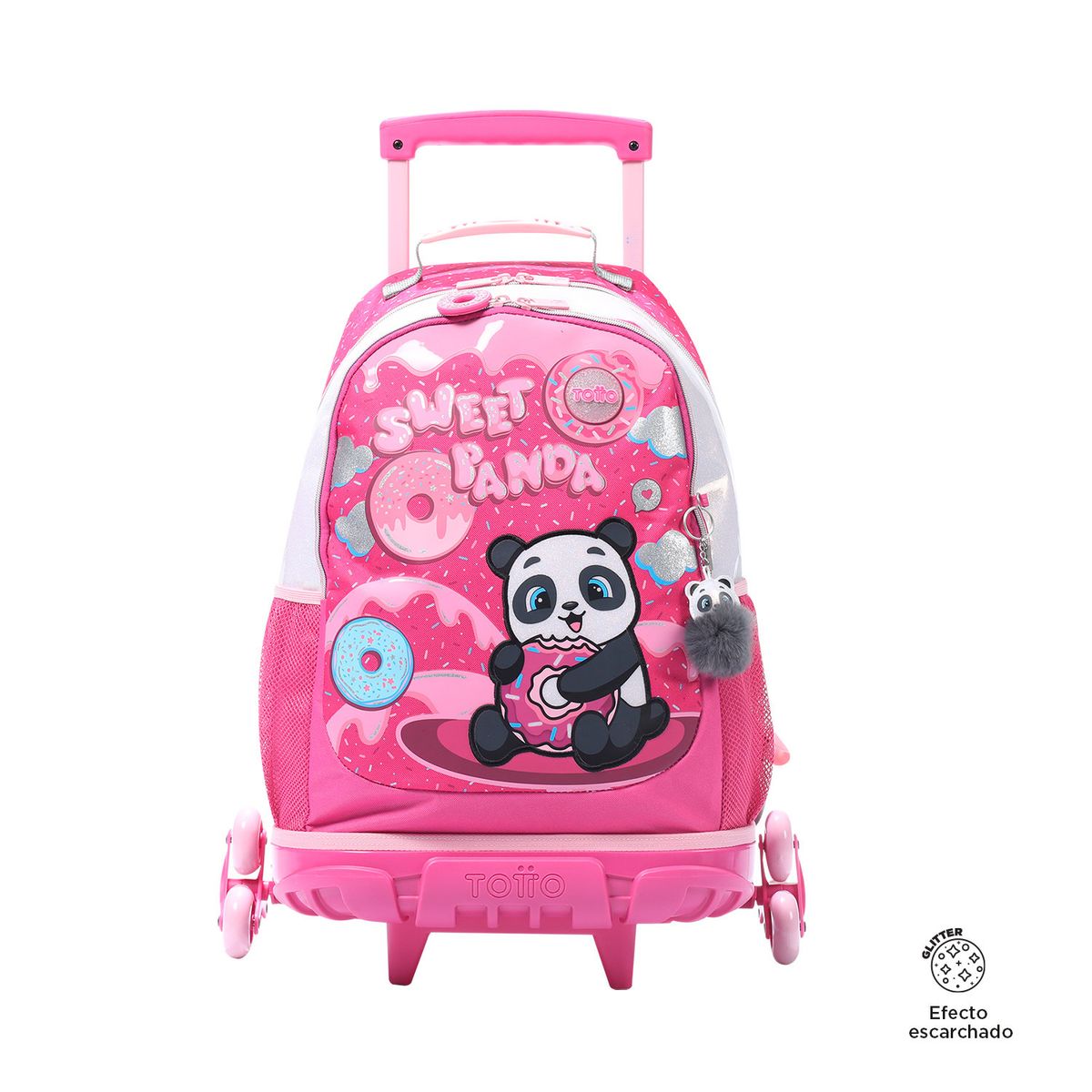 TOTTO - Morral 3 Ruedas Sweet Panda Rosado Niña