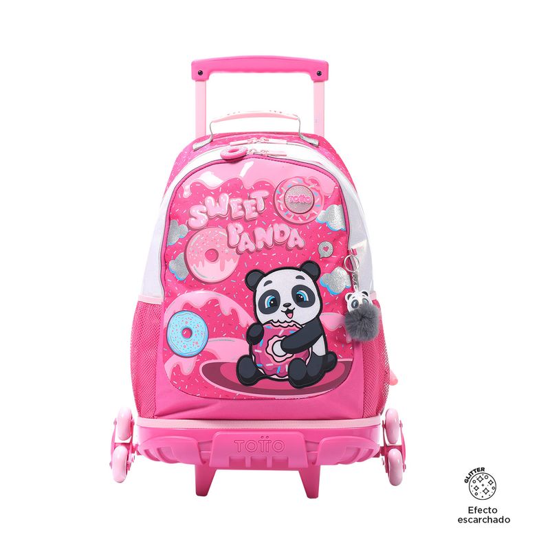 TOTTO - Morral 3 Ruedas Sweet Panda Rosado Niña