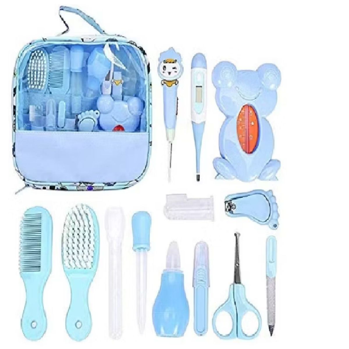 MUNDO BEBE - Kit de aseo completo y cuidado personal 14 piezas azul niño