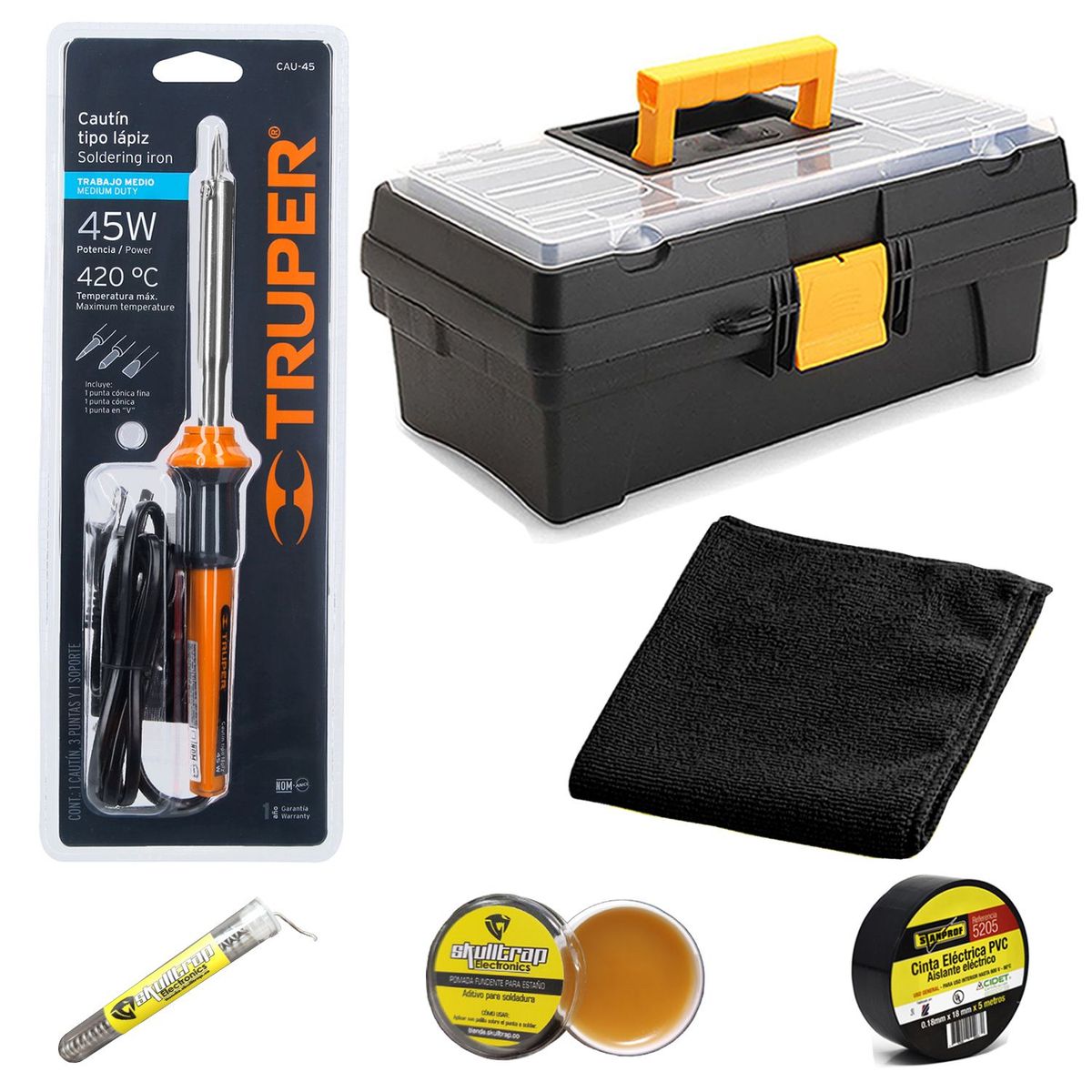 TRUPER - Cautín Truper 45W + caja herramienta + accesorios + regalo