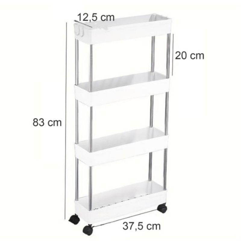 GENERICO - Estante tipo carrito multiusos de 4 niveles con ruedas Blanco