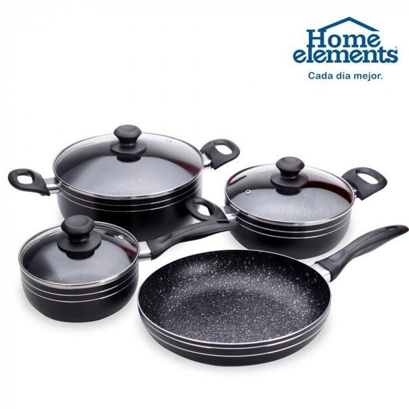 HOME ELEMENTS - Bateria 7 piezas aluminio antiadherente