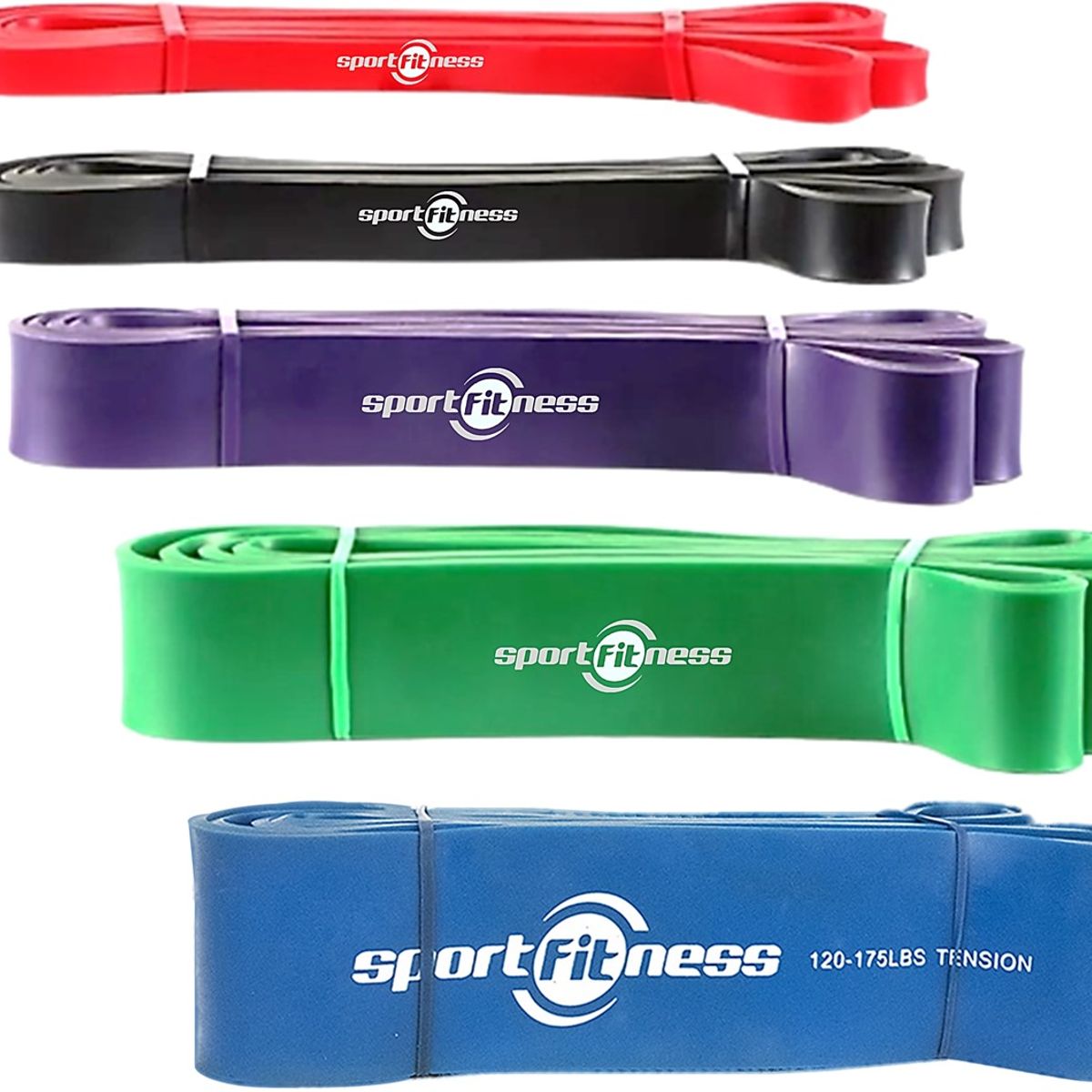 SPORT FITNESS - Banda Poder Elástica Sportfitness Tonificacion Gym Kit 5 Pzs