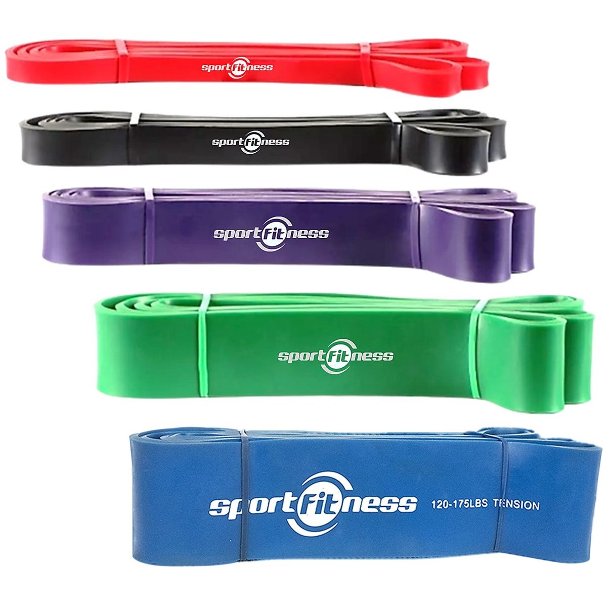 SPORT FITNESS - Banda Poder Elástica Sportfitness Tonificacion Gym Kit 5 Pzs
