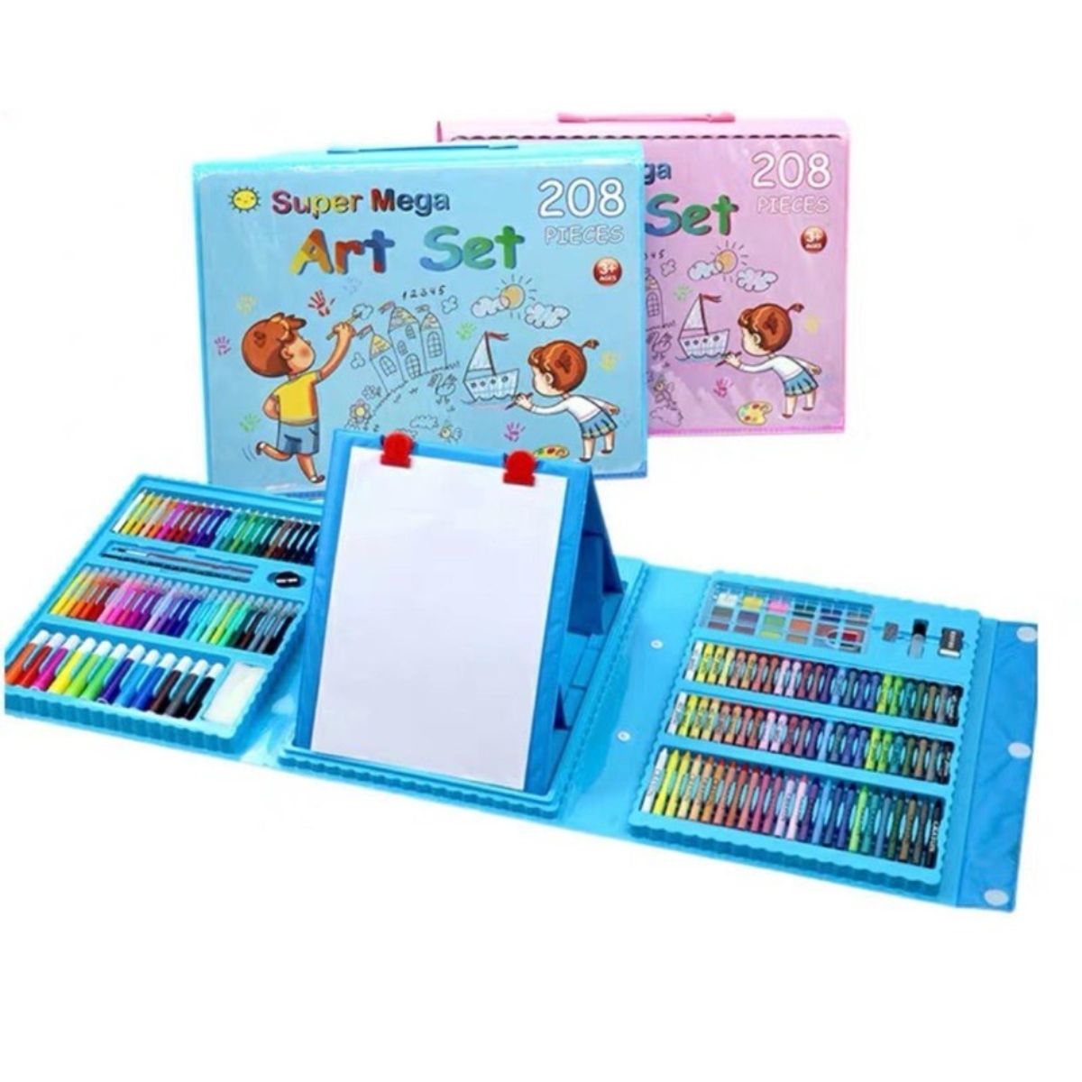 GENERICO - Set Arte 208 Piezas Caballete Crayon Acuarela Plumon Colores
