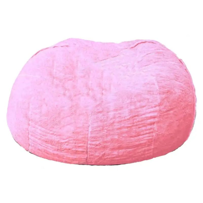 DORMIPUFF - Puff Redondo Tela Peluche Gigante Rosado Silla Cojín Dormipuff