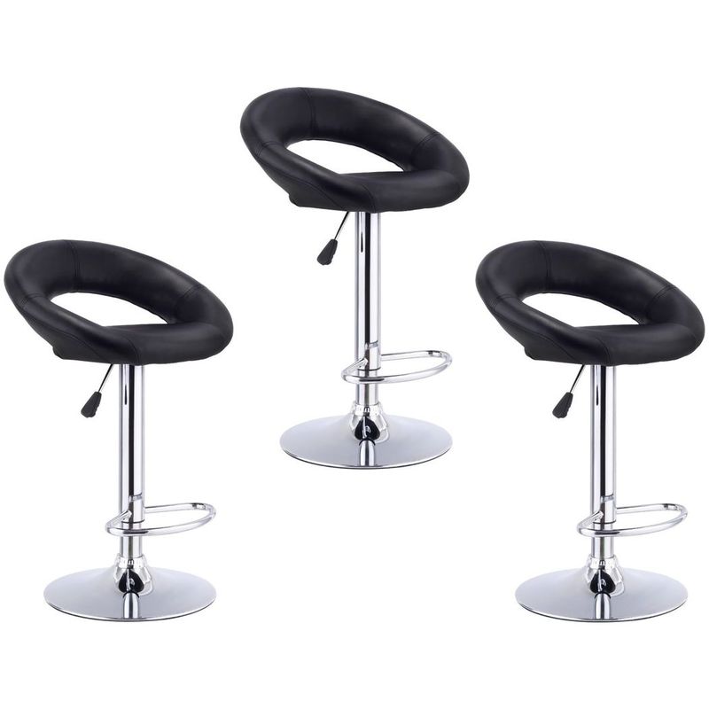 MOBLIHOUSE - Set X3 Silla Barra Ovni Negra Acolchada Diseño Moderno Moblihouse