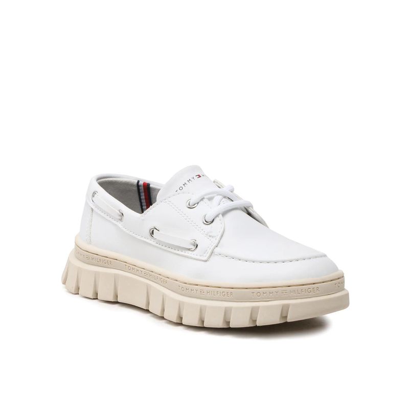 TOMMY HILFIGER - Mocasines Th De Cuero Para Niños Blanco Tommy Hilfiger