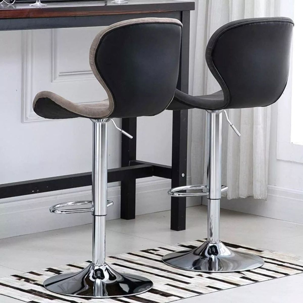 MOBLIHOUSE - Set X2 Silla Bar Bursa Con Altura Ajustable Color Negro