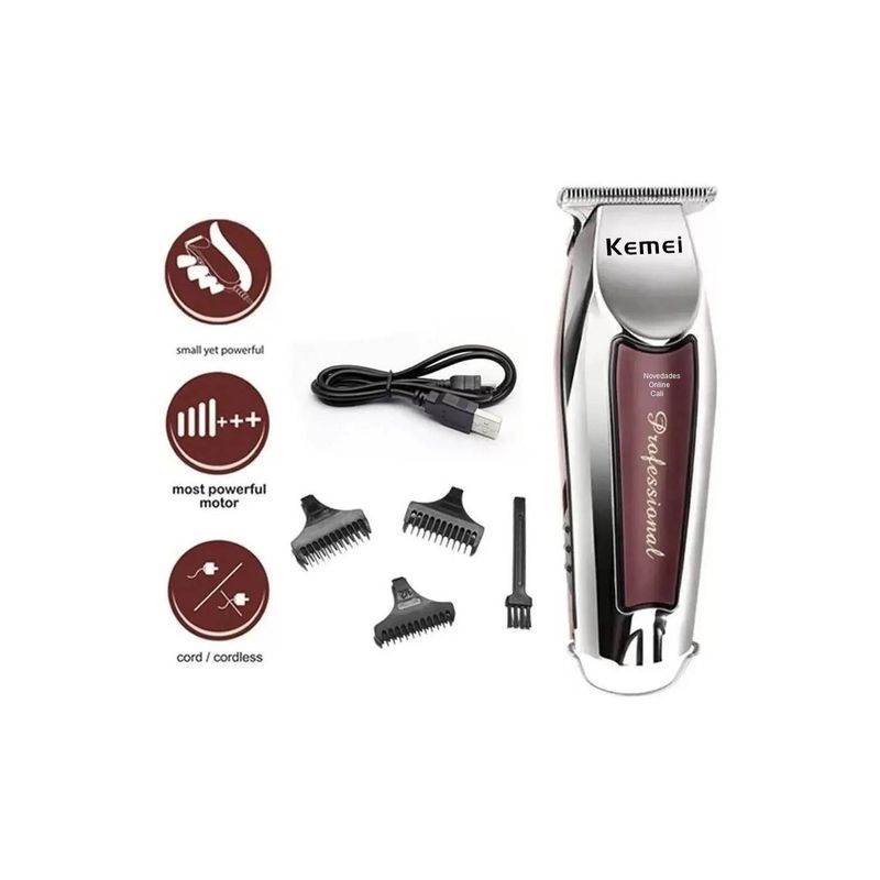 KEMEI - Maquina Corta Pelos Profesional 2 Velocidades Km-9163 Inalambrica