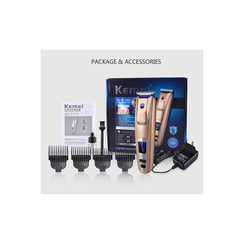 KEMEI - Maquina Patillera Inalámbrica Kemei Pg102 Profesional Dorada