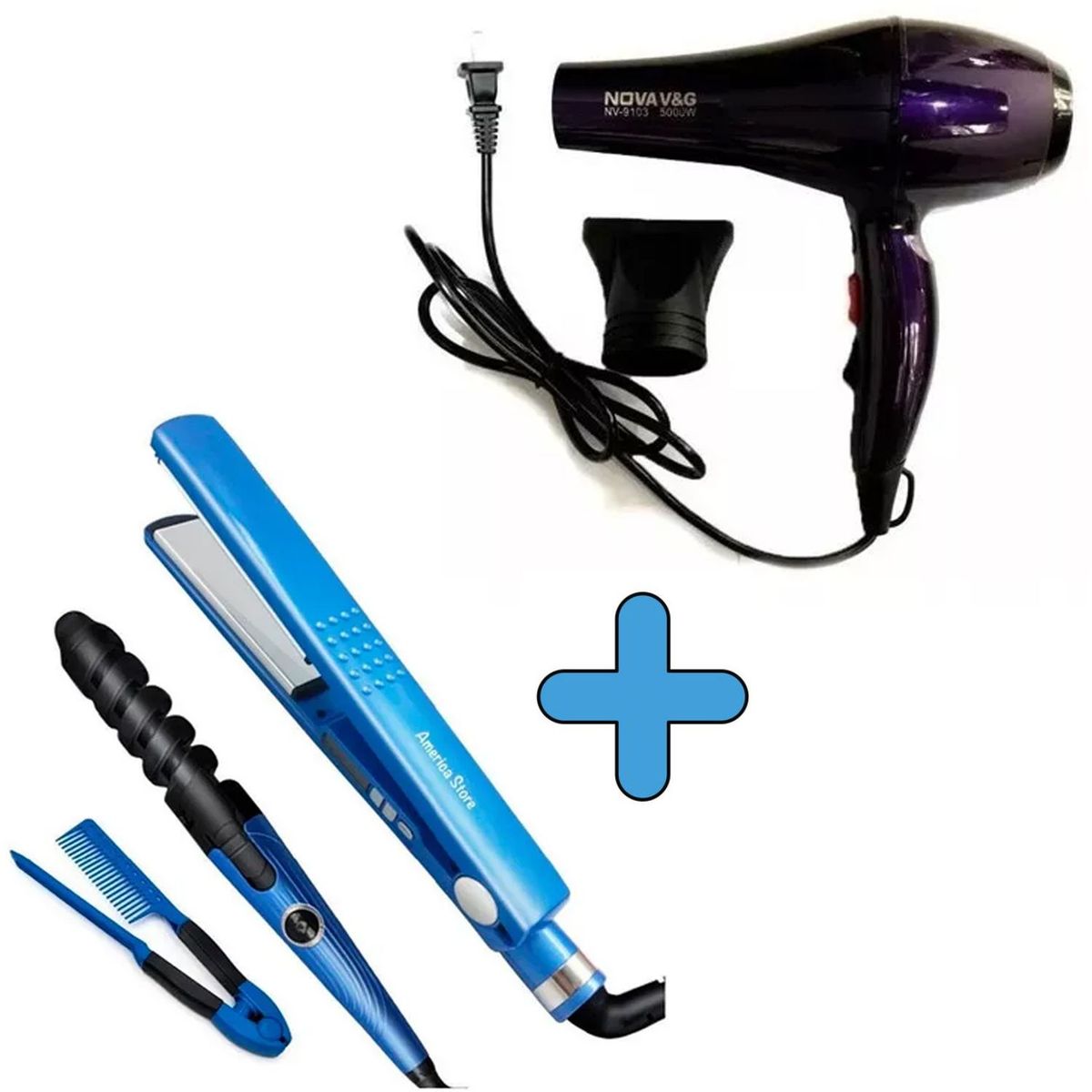 ONE PIXEL - Combo Plancha Nano Para El Cabello + Secador Nova Estilizador