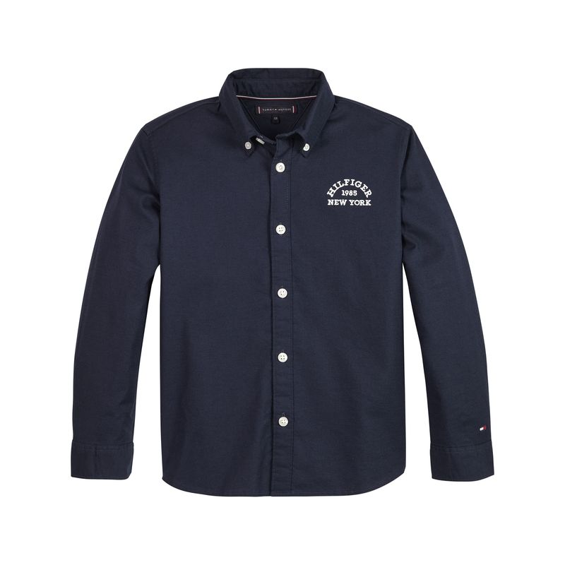 TOMMY HILFIGER - Camisa De Niño Con Logo Universitario Bordado Corte Regular Tommy Hilfiger