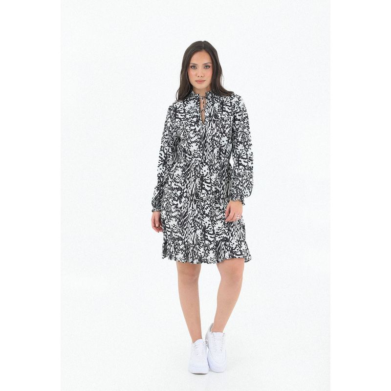 BELIFE - Vestido Manga Corta 3-4 Negro Con Puño Resortado Bolero Para Mujer Belife