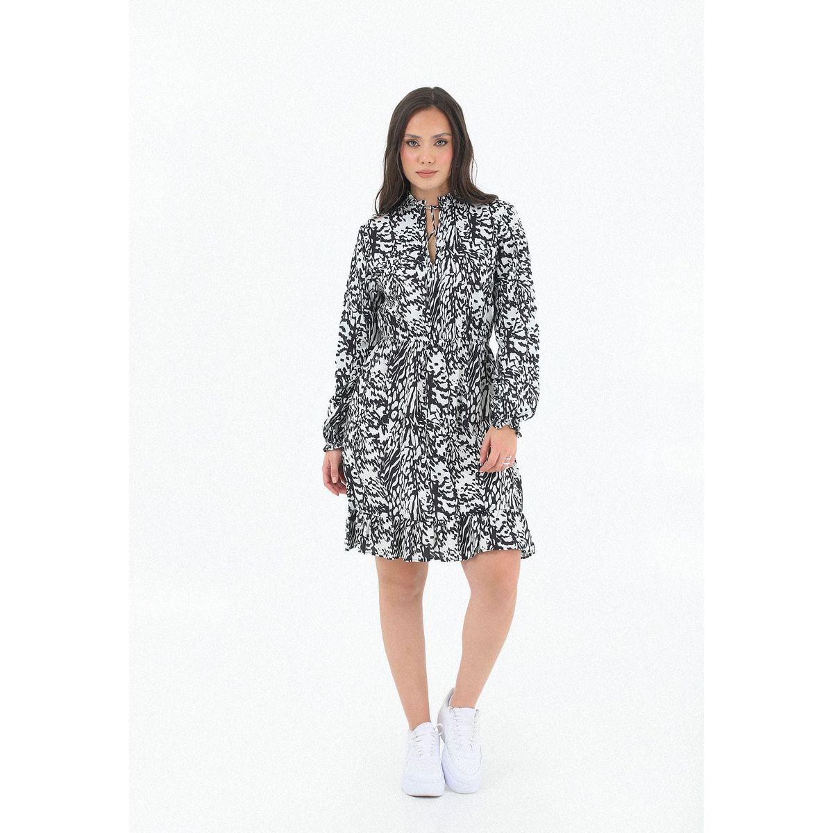 BELIFE - Vestido Manga Corta 3-4 Negro Con Puño Resortado Bolero Para Mujer Belife