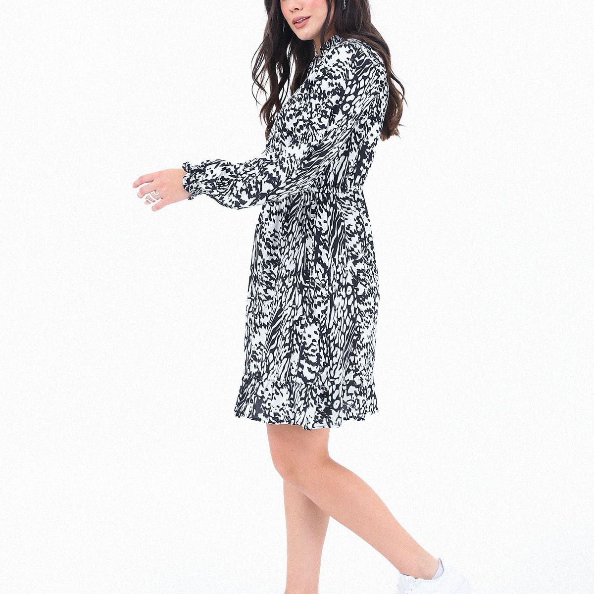 BELIFE - Vestido Manga Corta 3-4 Negro Con Puño Resortado Bolero Para Mujer Belife