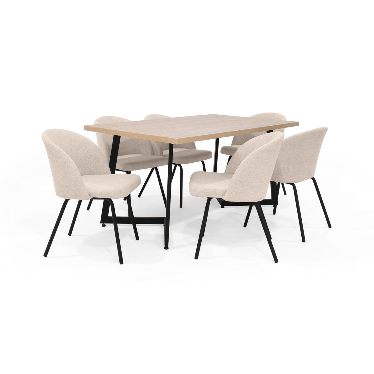 VENECIA - Set de Comedor 6P Rio con Sillas Osaka Trigo