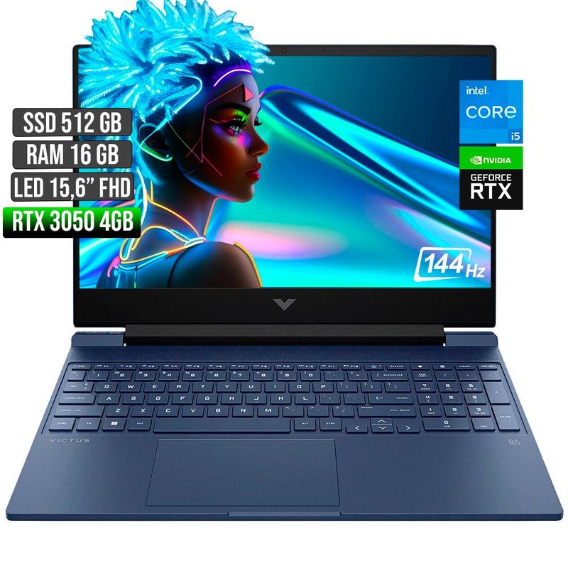 HP - HP VICTUS INTEL CORE I5-12450H RTX 3050 4GB SSD 512GB RAM 16GB LED 15,6" FHD 144Hz