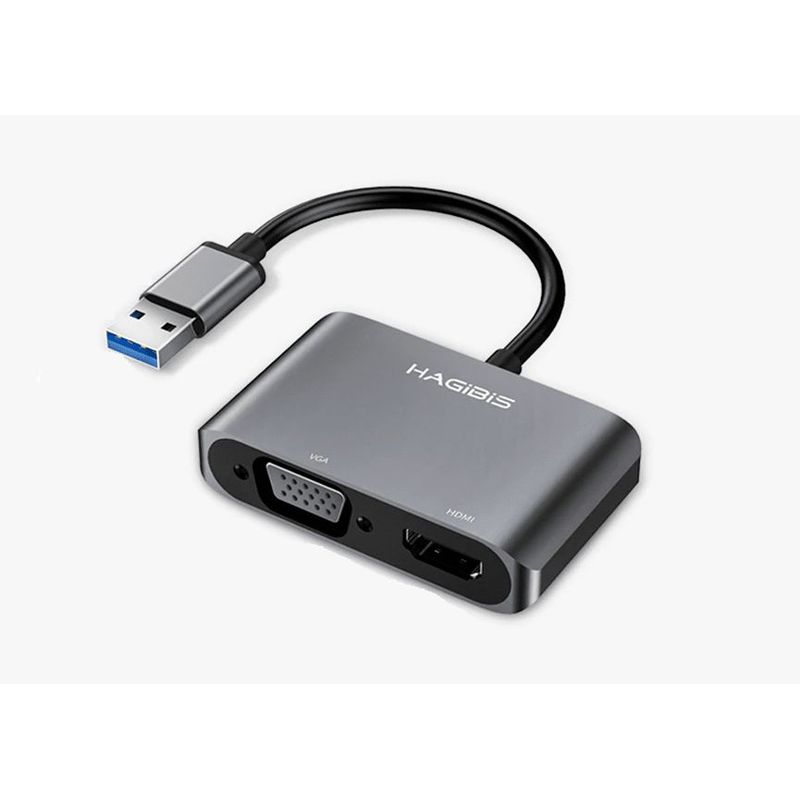 HABY - Cable Adaptador Usb 3.0 A Hdmi +  Vga 1080p