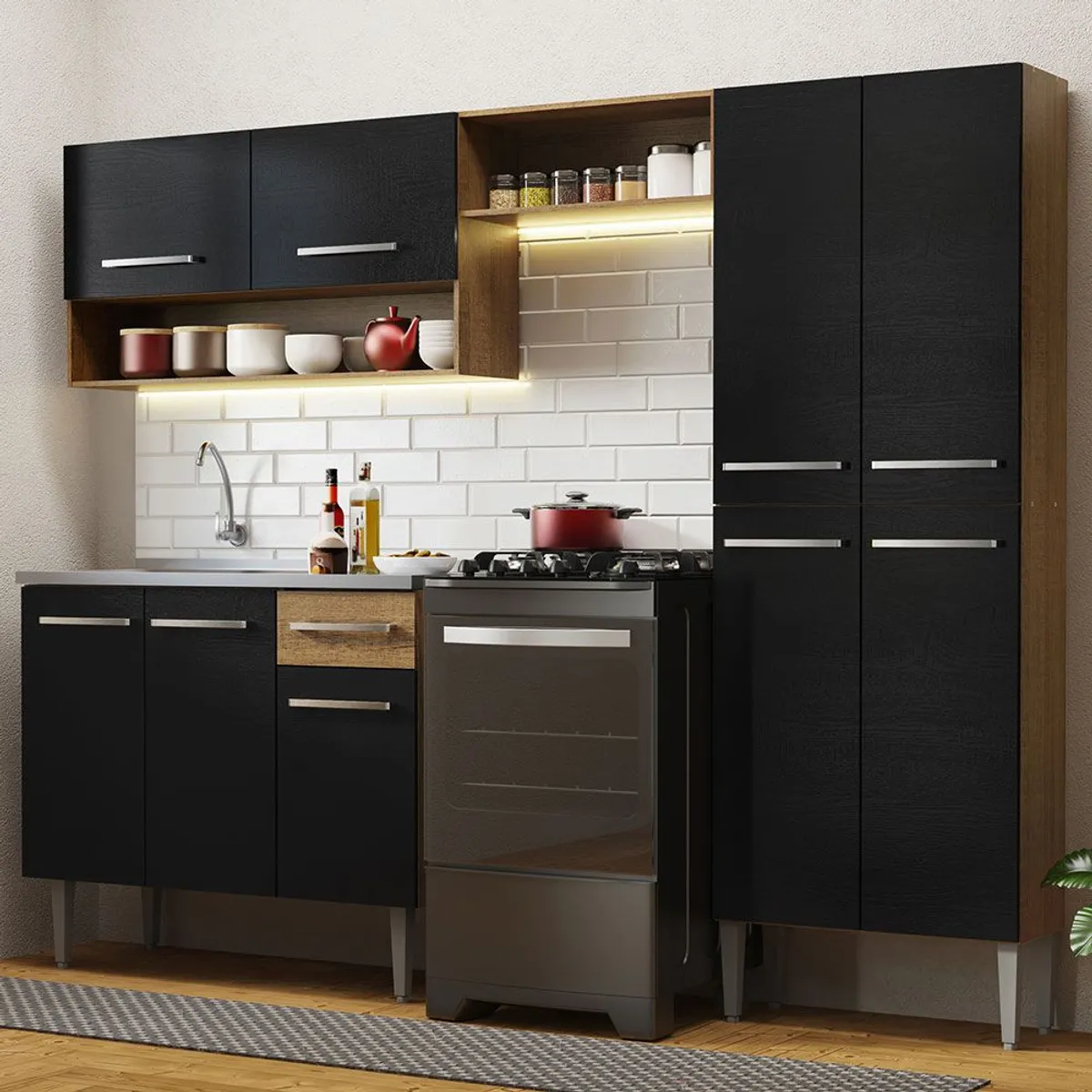 MADESA - Cocina Integral Emilly 2.30 m con Mesón de Acero 10