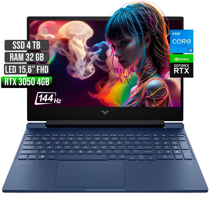 HP - HP VICTUS INTEL CORE I5-12450H RTX 3050 4GB SSD 4TB RAM 32GB LED 15,6" FHD 144Hz