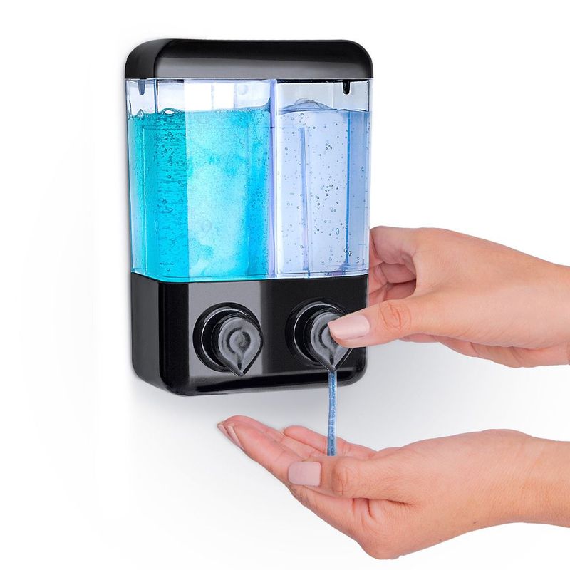 KLINIU - Dispensador de jabon 800  ml  Doble  Valvula  NEGRO