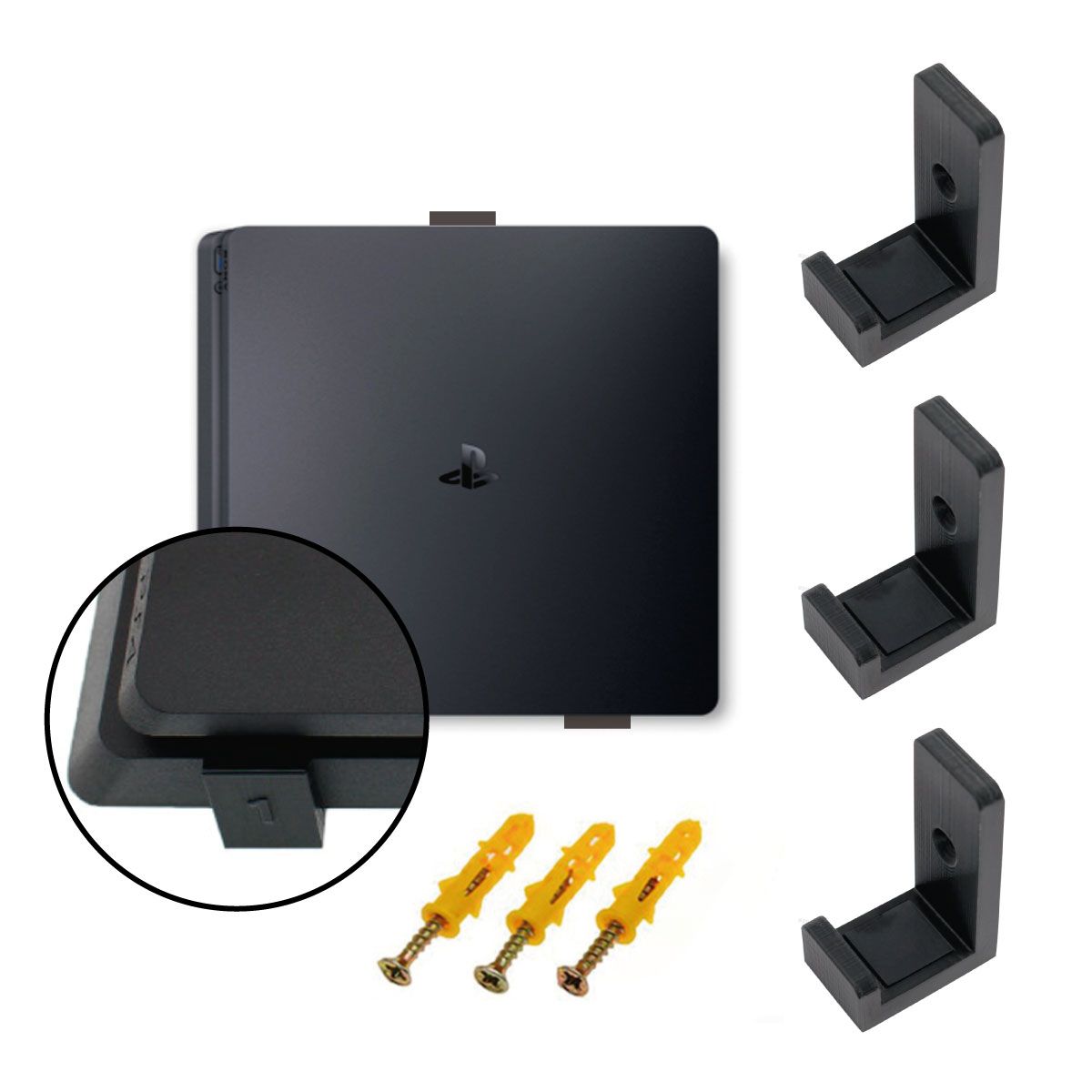 GENERICO - Soporte De Pared Para Ps4 Slim PlayStation Negro.