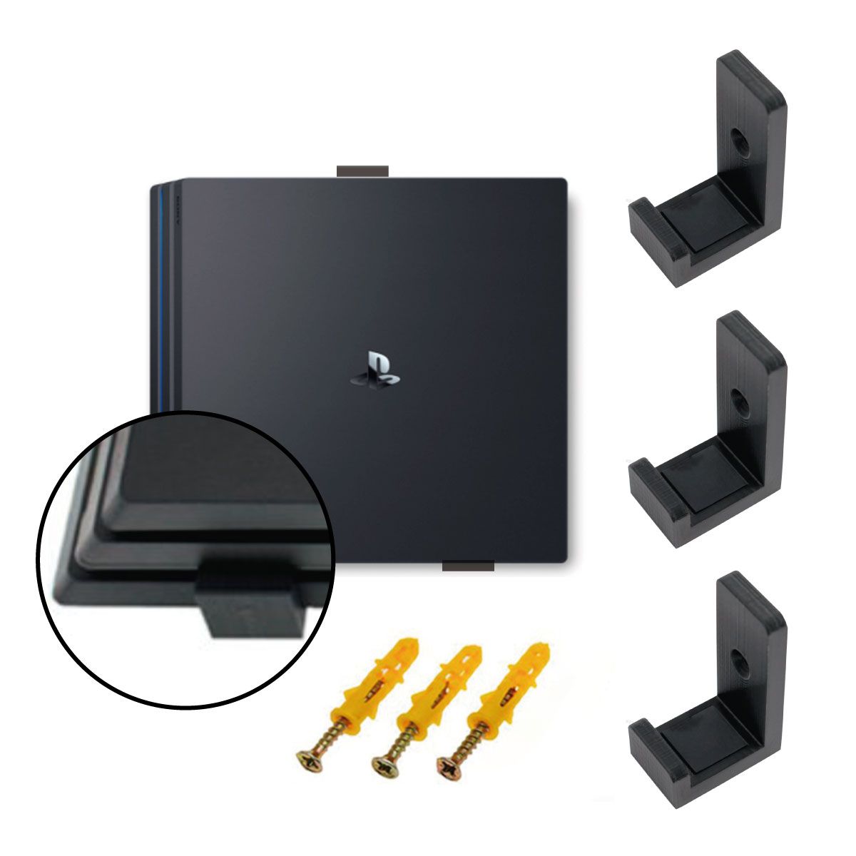 GENERICO - Soporte De Pared Para Ps4 Pro PlayStation Negro.