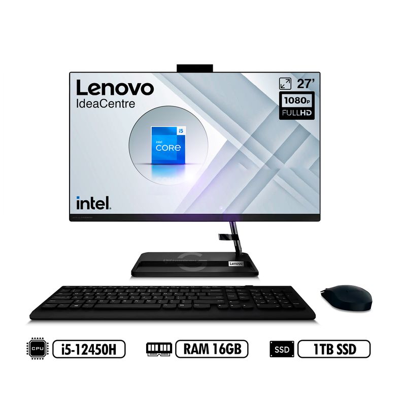 LENOVO - AIO LENOVO 27′ INTEL i5-12450H RAM 16GB  1TB SSD BLACK
