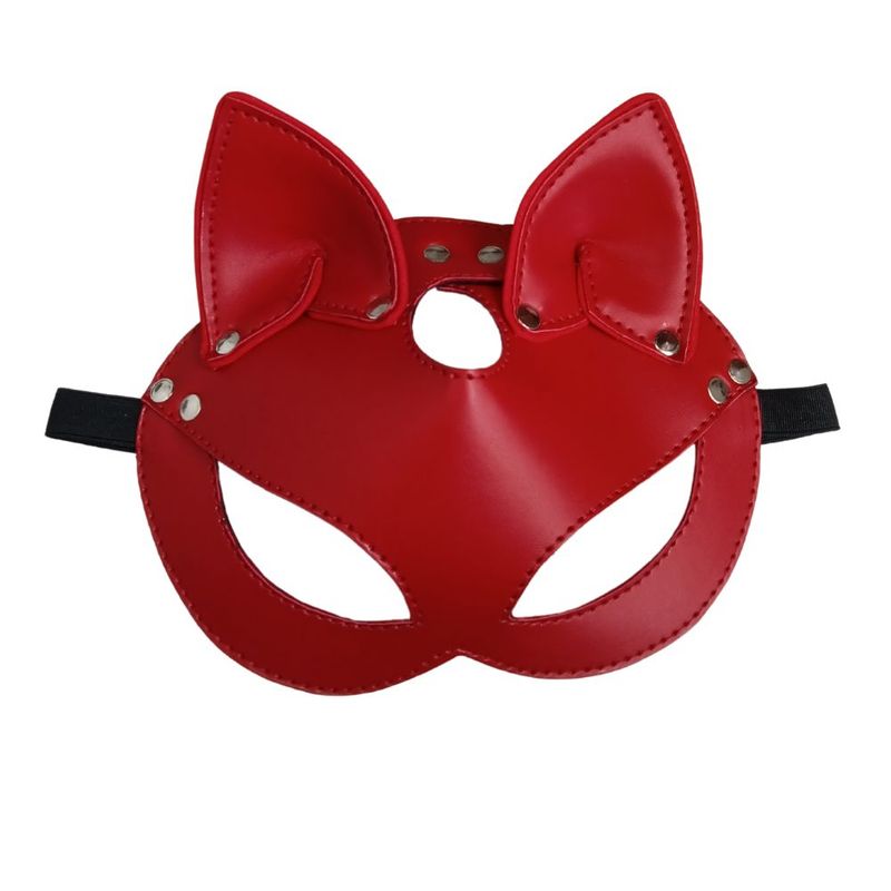 GENERICO - Mascara Antifaz de gata Rojo para disfraz