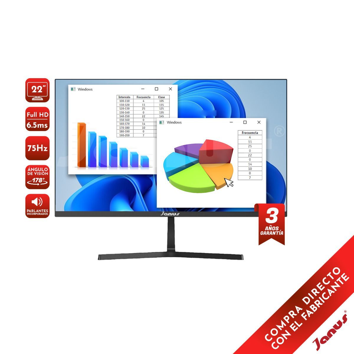 JANUS - WORKSTATION Janus intel Core I5 12400/RAM 8GB/SSD 512GB M.2/200W/Monitor 22