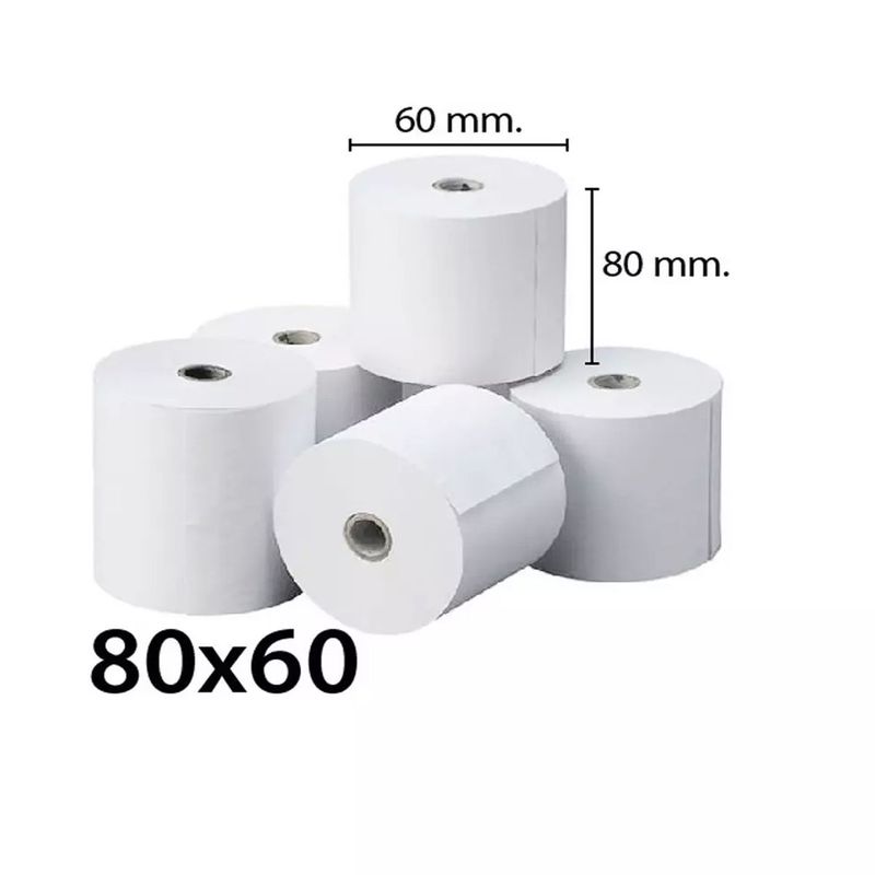 GENERICO - Rollo De Papel Termico 80x60 Mm Impresora 80mm x 6unidades