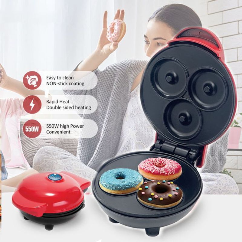GENERICO - Maquina Para Mini Donas 3 Puestos Antiadherente Electrica