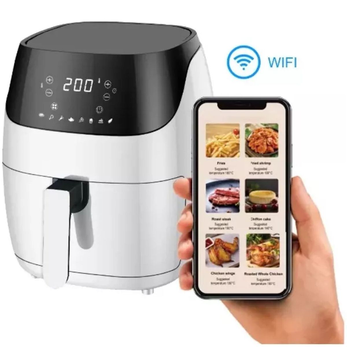 ONE PIXEL - Combo Freidora De Aire Digital 8 Litros + Set Utensilios Cocina 19 PCS