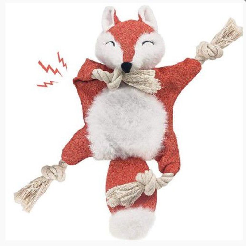 WUUFU - Peluche Mordedor Con Cuerda Y Sonido De Bolsa - zorro